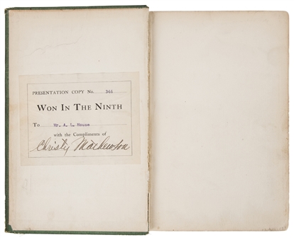 1910 Christy Mathewson Signed "Won In The Ninth" Book #346 (JSA)